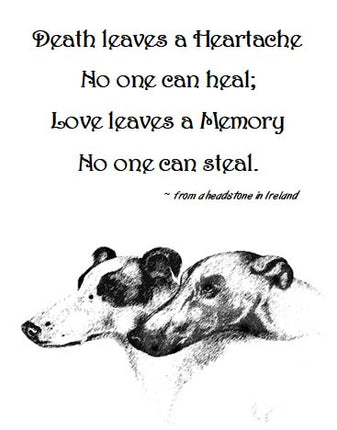 Irish Headstone Greyhound Dog Sympathy Cards, set of 4, with envelopes