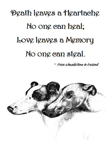 Irish Headstone Greyhound Dog Sympathy Cards, set of 4, with envelopes