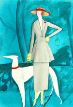 Load image into Gallery viewer, Set of 2 Greyhound Luggage Tags - Vintage Altered Art Teal Ladies
