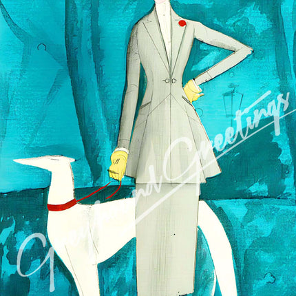 Set of 2 Greyhound Luggage Tags - Vintage Altered Art Teal Ladies