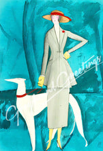 Load image into Gallery viewer, Set of 2 Greyhound Luggage Tags - Vintage Altered Art Teal Ladies

