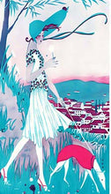 Load image into Gallery viewer, Set of 2 Greyhound Luggage Tags - Vintage Altered Art Teal Ladies
