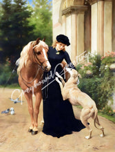 Load image into Gallery viewer, Horses &amp; Greyhound Dogs Art Notecards Set of 4 w/envelopes
