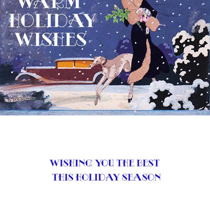 Vintage Altered Art Greyhound and Lady Warm Holiday Wishes Cards - Set/4 w Env