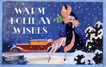 Load image into Gallery viewer, Vintage Altered Art Greyhound and Lady Warm Holiday Wishes Cards - Set/4 w Env
