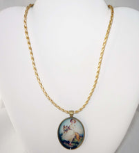 Load image into Gallery viewer, Altered Art Greyhound Dog and Girl with Red Shoes Pendant Necklace

