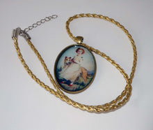 Load image into Gallery viewer, Altered Art Greyhound Dog and Girl with Red Shoes Pendant Necklace

