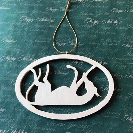 Wood Cutout Greyhound Dog Ornament "Roaching"