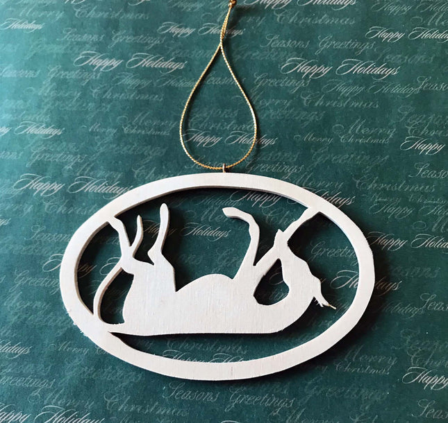 Wood Cutout Greyhound Dog Ornament "Roaching"