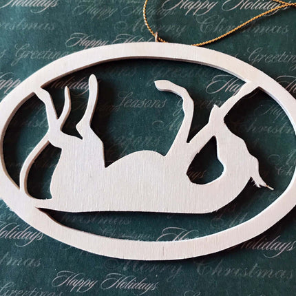 Wood Cutout Greyhound Dog Ornament "Roaching"