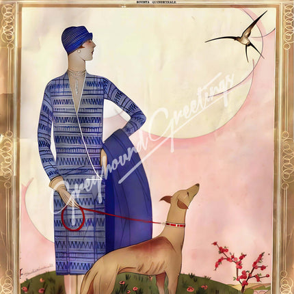 Vintage Magazine Covers: Ladies & Greyhound Dogs Art Notecards Set of 4