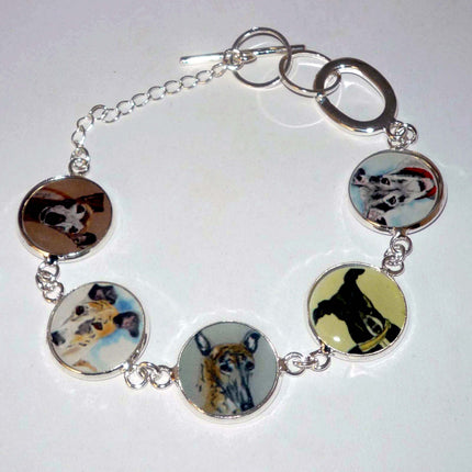Greyhound Dog Portrait Bracelet, Bronze