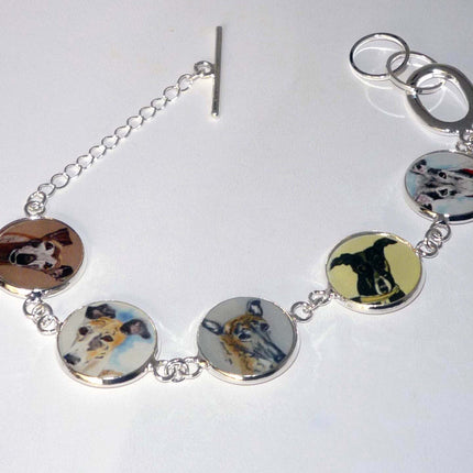 Greyhound Dog Portrait Bracelet, Bronze