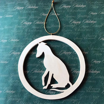 Wood Cutout Greyhound Dog Ornament "Sit"