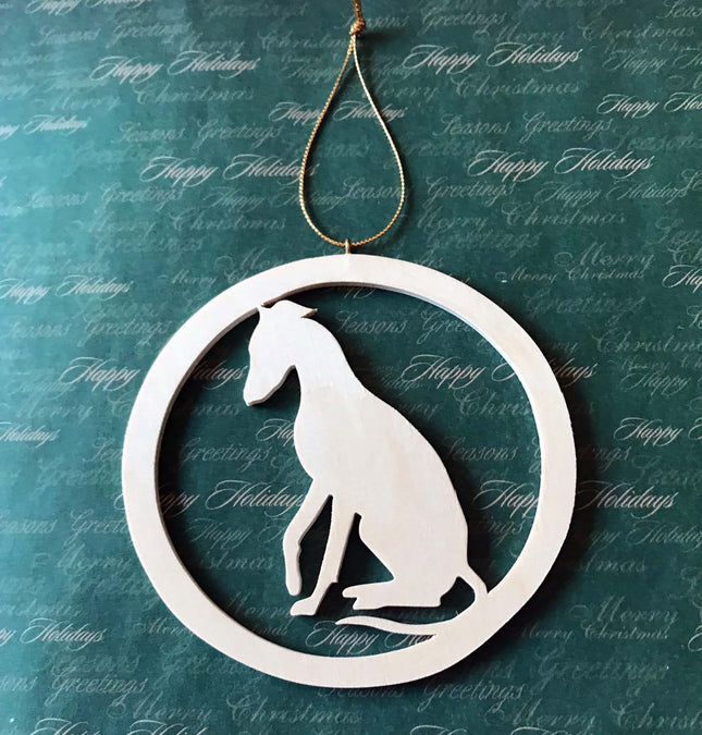 Wood Cutout Greyhound Dog Ornament "Sit"