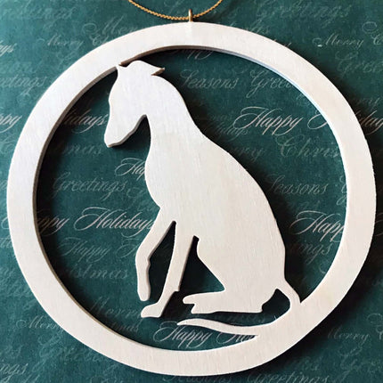 Wood Cutout Greyhound Dog Ornament "Sit"