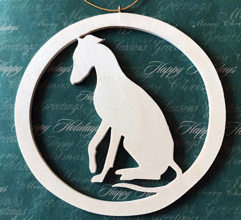 Wood Cutout Greyhound Dog Ornament "Sit"