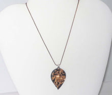 Load image into Gallery viewer, Black Copper Artglass Leaf Pendant Necklace w Copper Greyhound or Whippet Dog
