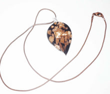 Load image into Gallery viewer, Black Copper Artglass Leaf Pendant Necklace w Copper Greyhound or Whippet Dog
