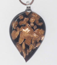 Load image into Gallery viewer, Black Copper Artglass Leaf Pendant Necklace w Copper Greyhound or Whippet Dog
