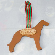 Load image into Gallery viewer, Hand Painted Wood Brindle Greyhound Ornament
