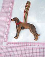 Load image into Gallery viewer, Hand Painted Wood Brindle Greyhound Ornament
