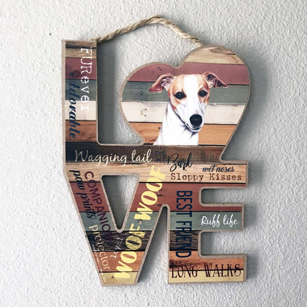 Greyhound LOVE Portrait/Traits - Wood, Made in USA