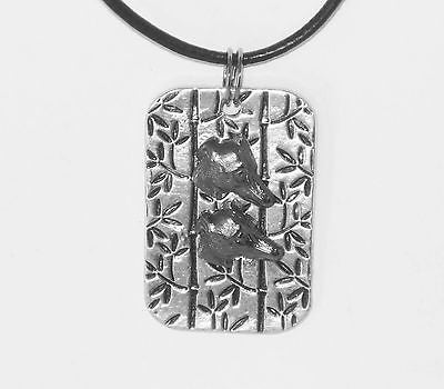 Silver Plated Pendant w a Pair of Greyhound/ Whippet Heads, Leather Necklace