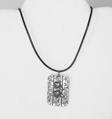 Silver Plated Pendant w a Pair of Greyhound/ Whippet Heads, Leather Necklace