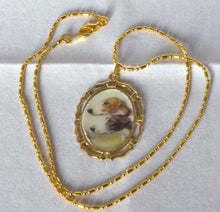 Load image into Gallery viewer, Altered Art 2 Greyhound Dogs Pendant Necklace BWFW, Choose Gold or Silver Setting
