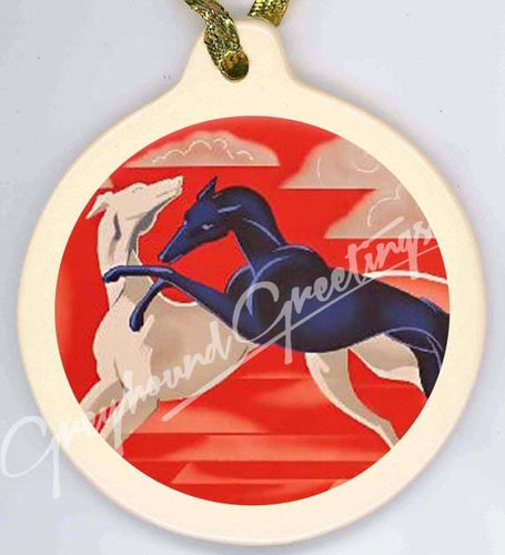 Greyhound Porcelain Ornament