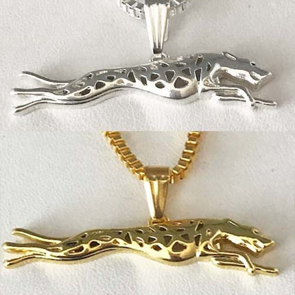 Pendant Necklace with Running Greyhound or Whippet, choose gold or silver