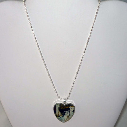 Altered Art Greyhound Dogs Trio Heart Silver Plated Pendant Necklace