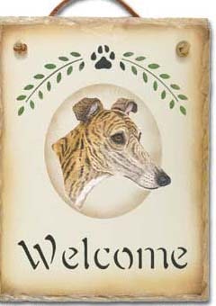 Slate Greyhound Welcome Sign