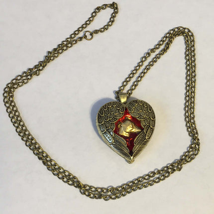 Bronze Angel Wings Heart Greyhound Dog Memory Necklace
