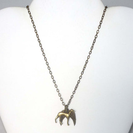 Bronze Greyhound and Wings Necklace