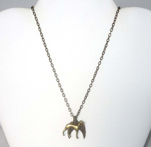 Bronze Greyhound and Wings Necklace