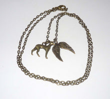 Load image into Gallery viewer, Bronze Greyhound and Wings Necklace
