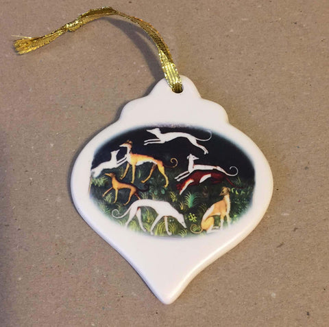 Greyhound Porcelain Ornament