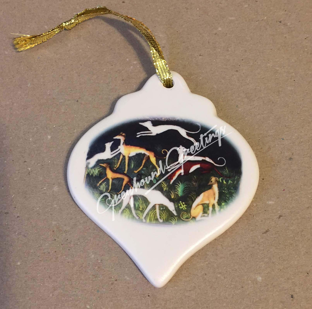 Greyhound Porcelain Ornament