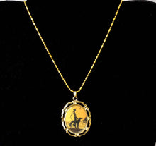 Load image into Gallery viewer, Altered Art Deco Lady w Hat and Sighthound Dog Pendant Necklace GP
