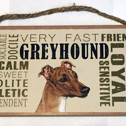 Greyhound Traits Wood Sign