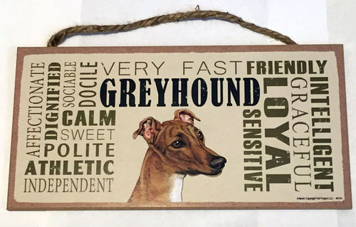 Greyhound Traits Wood Sign