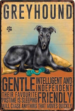 Load image into Gallery viewer, Greyhound Traits Metal Sign
