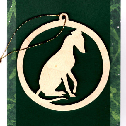Wood Greyhound Ornament Christmas Card