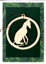 Load image into Gallery viewer, Wood Greyhound Ornament Christmas Card
