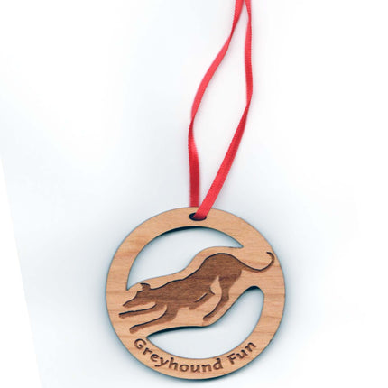 Wood Greyhound Ornament