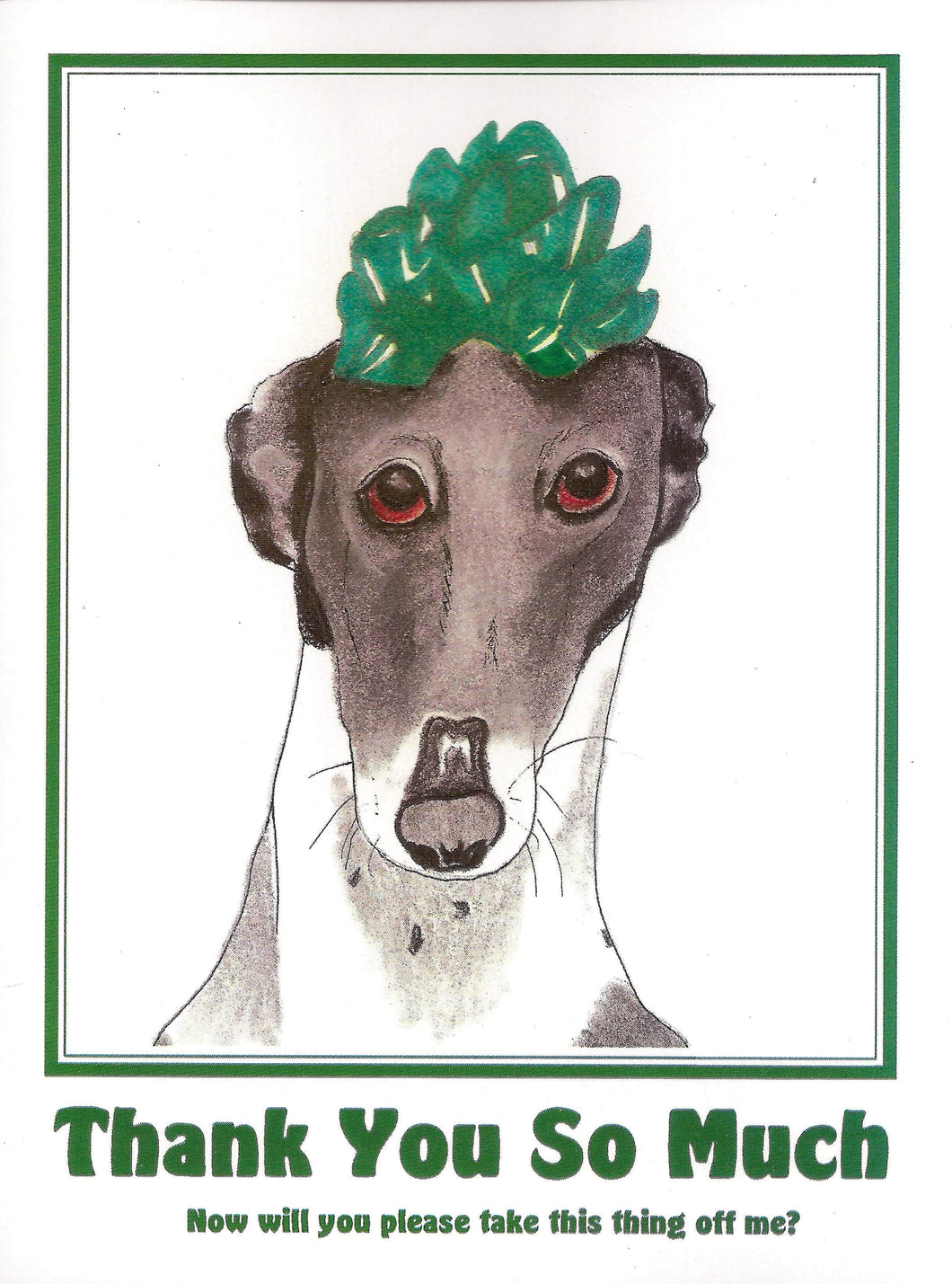 Christmas Greyhound Thank You Card