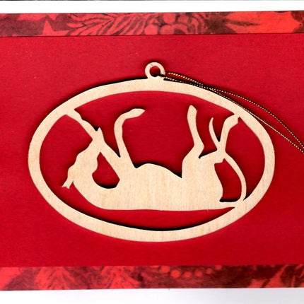 Wood Ornament Greyhound Christmas Card