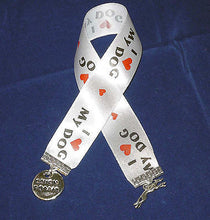 Load image into Gallery viewer, I [Heart] My Dog Ribbon Bookmark w Greyhound Dog + Couch Potato Charms
